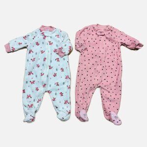 Bon Bebe Baby Girl 2-Piece Fleece Footie Bundle Size 3-6M